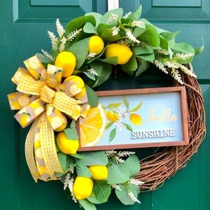 Hand crafted✨Faux Lemon Summer Wreath✨